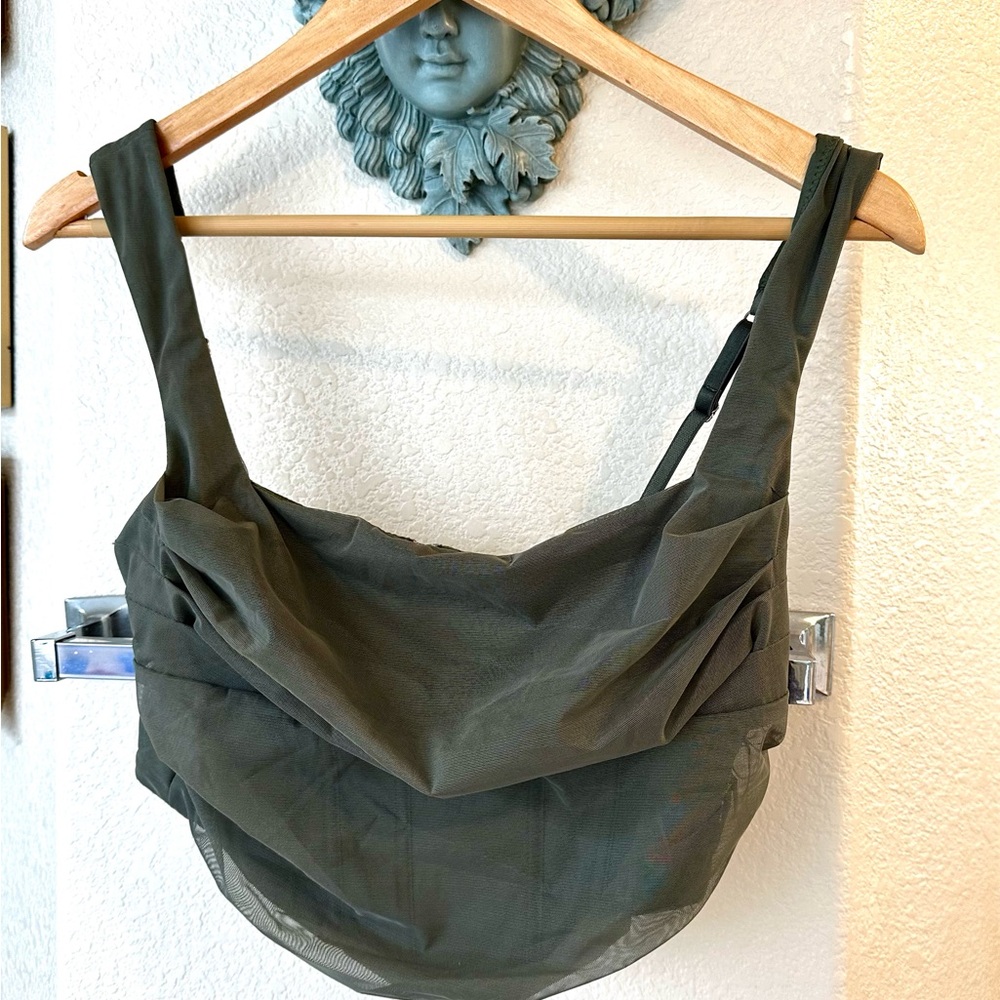 NWOT: Oh Polly Olive Green Lined with Bone Mesh Stretchable Corset Sz:6